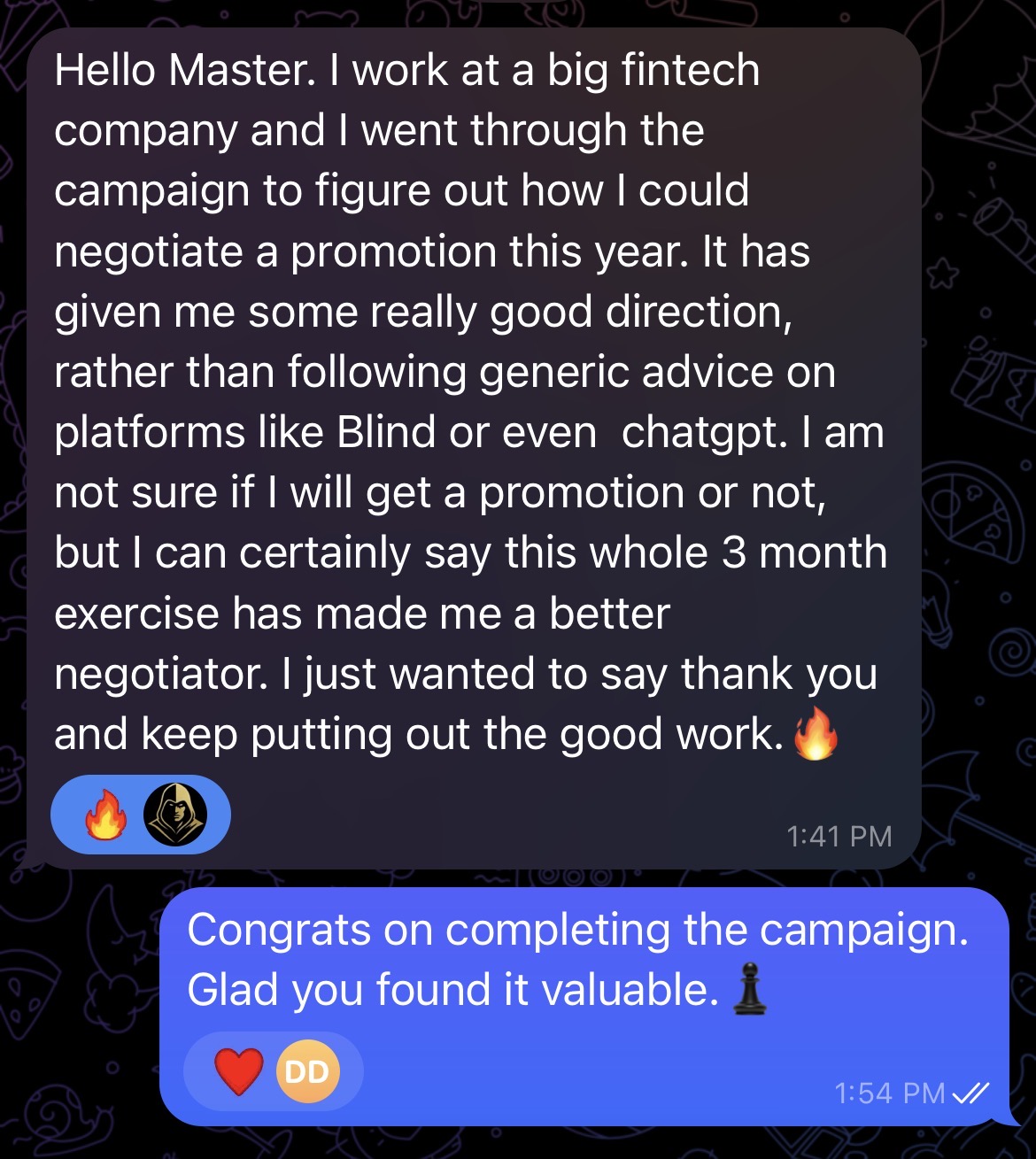 Approved Instagram direct message from a Campaign participant
